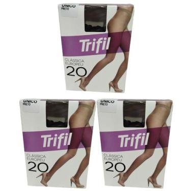 Imagem de Kit 3 Meia-Calça Clássica Fio 20 Preta Único - Trifil