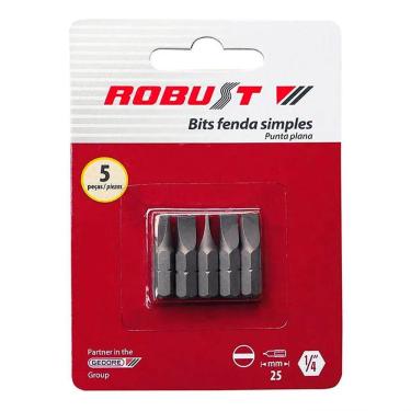 Imagem de Jogo de Bits de Fenda Simples 7 mm Encaixe de 1/4" com 5 Peças - Robust 061823