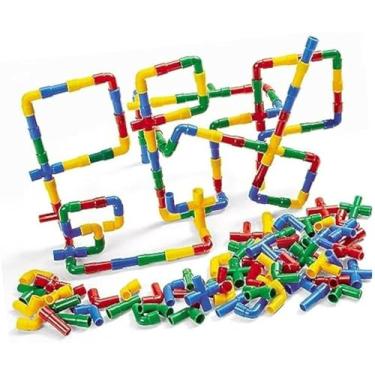Imagem de Brinquedo De Montar Blocos Pais e Filhos Interativo Infantil Coloridos Tubos Canos Encaixar Conjunto C/ 36pcs