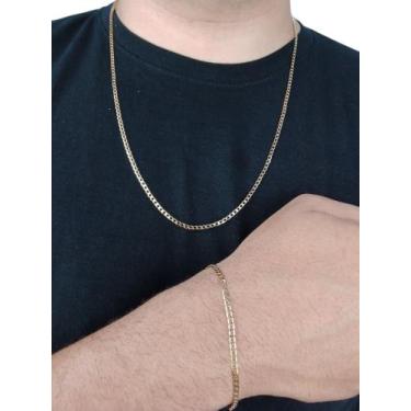 Imagem de Conjunto Corrente + Pulseira Grumet Dourada Fininha D40 - Style Store,