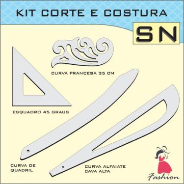 Imagem de Kit réguas corte costura modelagem acrílico costura SN Fenix