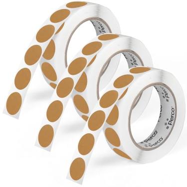 Imagem de Perco Kraft Brown Etiquetas adesivas redondas de 2,5 cm - Pacote com vários rolos (3 rolos, 1.000 etiquetas cada) - Adesivo permanente, natural, superfície semelhante a papelão - Perfurado para fácil