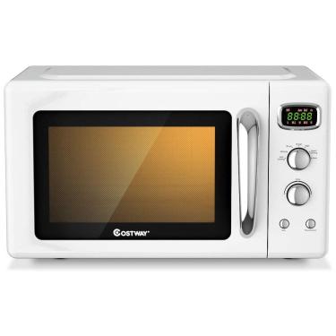 Imagem de Micro Ondas Retrô de Bancada com 5 Configurações 900W, 110v, COSTWAY, Branco