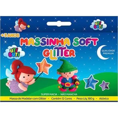 Imagem de Massinha de modelar com glitter Soft Glitter com 12 cores 180g, produt