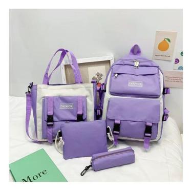 Imagem de Kit Mochila Estojo Bolsa Tiracolo Bolsa Grande Escolar Linda - Alwy