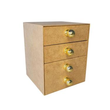 Imagem de Gaveteiro Em Mdf Com 4 Gavetas (20x16x16) Mdf Cru