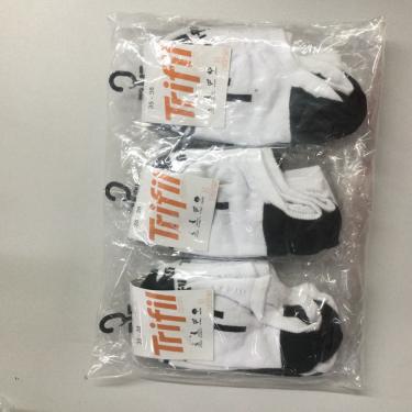 Imagem de KIT COM 3 PARES DE MEIA TK6050, UNISSEX, CANO INVÍSIVEL TRIFIL   35-38 BRANCO E PRETO