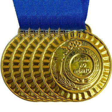 Imagem de Kit 20 Medalhas De Honra Ao Mérito Premiação Escolar 4.4cm ouro
