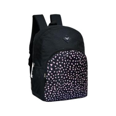 Imagem de Mochila Escolar Juvenil Adulto Grande Bolso Frontal Lateral Preta Cora