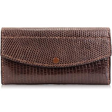 Imagem de Carteira de embreagem de couro legítimo Tegu Lizard, Marrom, One Size