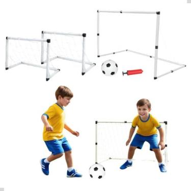 Imagem de Mini Trave Gol 2 Em 1Futebol Infantil c/ Bola e Bomba - DM Sport - DM 