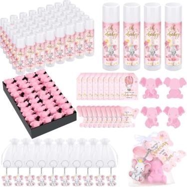 Imagem de Dansib 288 lembrancinhas de chá de bebê, presentes de chá de bebê, protetores labiais, sabonetes, chaveiros, sacos de organza, presente de agradecimento de convidados com etiquetas e cartões de
