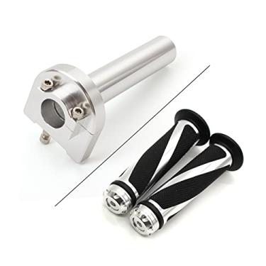 Imagem de NBVLKH Pegas de mão para motocicletas de 2,5 mm com tubo de aceleração de torção rápida CNC anodizado, controle de alavanca motorizada, adequado para a maioria das motos esportivas de scooter,