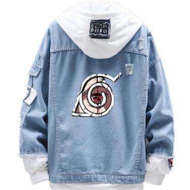 Imagem de Jaqueta jeans Sanmu Casual com estampa digital com logotipo Naruto Nin