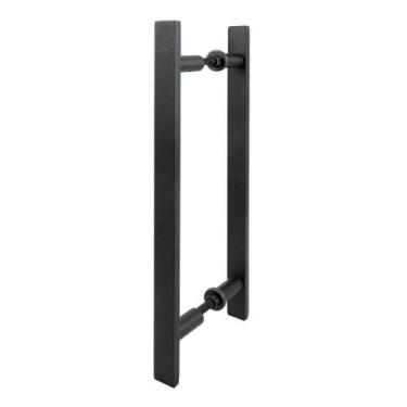 Imagem de Puxador Duplo Aluminio 40Cm Porta Pivotante Madeira Vidro Lambril Pret