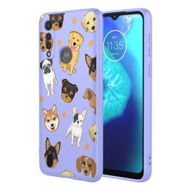 Imagem de KOARWVC Capa de celular para Moto G8 Power Lite, XT2055-2 Capa de cachorro fofo design fino protetor macio TPU bumper capa de telefone para Motorola Moto G8 Power Lite roxo cachorro
