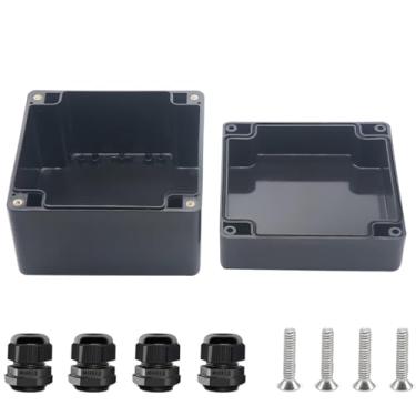 Imagem de Otdorpatio Project Box ABS Preto Caixas Elétricas IP67 Caixa Impermeável Externa Caixa de Junção Eletrônica Caixa de Alimentação com Glândulas de Cabo para Projeto DIY 4,7 x 4,7 x 3,5 polegadas (120 x