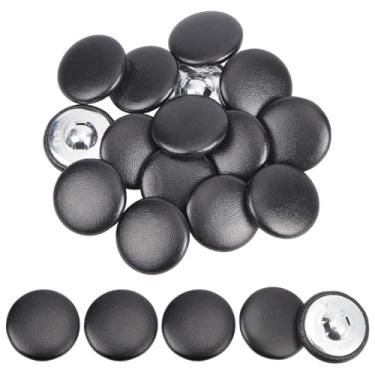 Imagem de NBEADS 30 peças de botão coberto de couro, botões de costura redondos de haste de metal de 28,5 mm, botones de artesanato de 1 orifício para tapicería botões para tricô estofados tufos artesanais