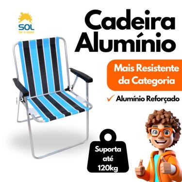 Imagem de Cadeira de Praia em Alumínio Capacidade até 120kg