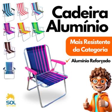 Imagem de Cadeira de Praia em Alumínio Capacidade até 120kg