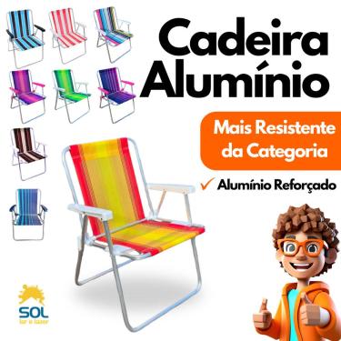 Imagem de Cadeira de Praia em Alumínio Capacidade até 120kg