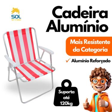 Imagem de Cadeira de Praia em Alumínio Capacidade até 120kg
