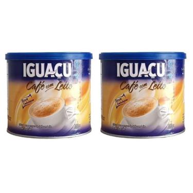 Imagem de 2 CAFÉ COM LEITE Solúvel IGUAÇU Lata 300g
