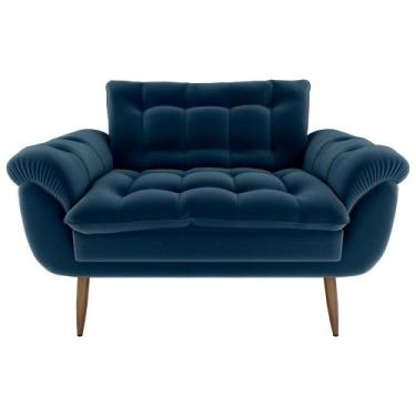 Imagem de Sofá 2 Lugares Pequeno 1,25 Pés Em Madeira Maciça Xangai Veludo Cinza 