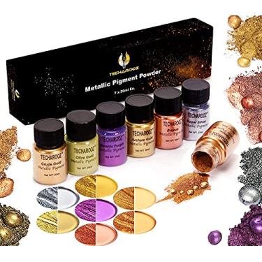 Imagem de TECHAROOZ Pigmento em pó metálico, 7 x 20 ml de tinta de metal fina para resina epóxi, resina UV, bancadas, fabricação de sabonete, geleca, velas e tintas acrílicas faça-você-mesmo e outros artesanatos