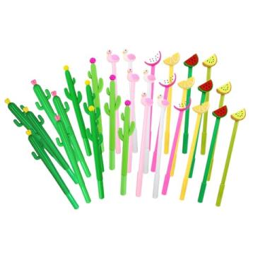 Imagem de YIHUANYIFA Pacote com 30 canetas esferográficas havaianas de cacto, flamingo, melancia, limão, frutas, 0,5 mm, para escola, casa, escritório, material (estilo A)