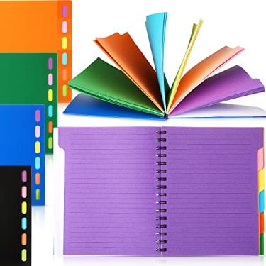 Imagem de Fainne Caderno espiral A5 com 4 peças, 6 matérias, pautado para faculdade, com separadores, 15 x 20 cm, caderno de diário espiral forrado com 240 páginas para estudar trabalho e escrever material de