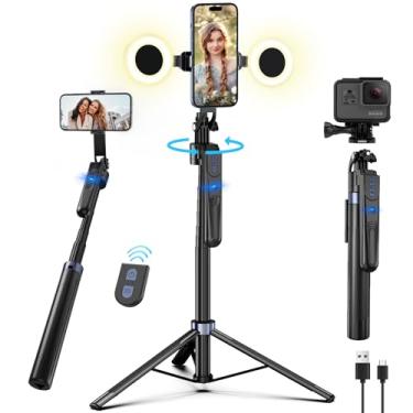 Imagem de Zarcaco 70" Auto Face Tracking Tripod for iPhone,360 Rotation Travel Selfie Stick Mount,Face Tracking Phone Tripod Holder with Remote and Light,Applied to Tiktok YouTube Vlog Video Recording