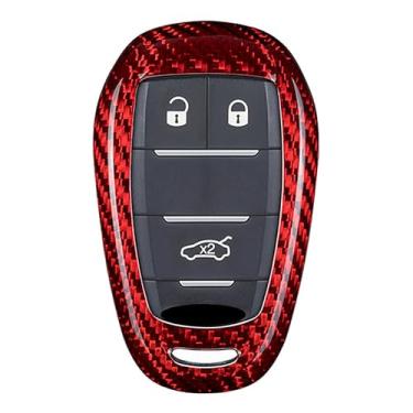 Imagem de Capa 100% fibra de carbono para chave Alfa Romeo Key Fob, capa de fibra de carbono genuína para Alfa Romeo Giulia Alfa Romeo Stelvio Smart Keyless Fob Remote Key, capa protetora masculina para chave de carro