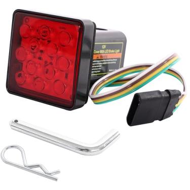 Imagem de MAXXHAUL Capa de engate de reboque 50021 com 12 funções de luz traseira e freio de LED, 1 pacote
