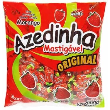 Imagem de Bala Mastigável Azedinha Morango Icekiss Pacote 500g