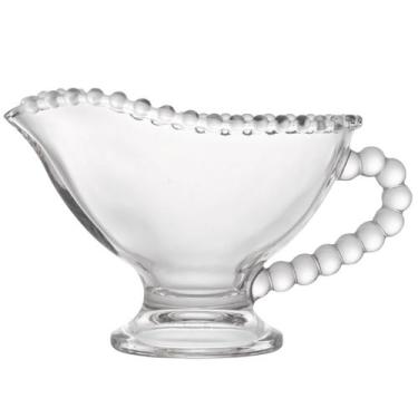 Imagem de Molheira De Cristal Pearl Com Alça Transparente Para Molhos Caldas Cre
