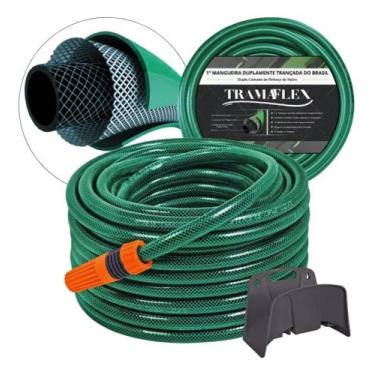 Imagem de Mangueira Jardim TramaFlex 25Metros e Suporte de Parede