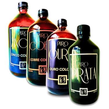 Imagem de Prata + Ouro + Cobre + Zinco Coloidal 500ml Compre 3 Ganhe 1! Com Certificado 99,99% Pureza Vidro Puro Prata