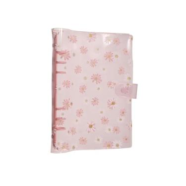 Imagem de Capas para fichário A5 Daisy com 6 anéis, mini capa de arquivo transparente para notebook, folhas soltas, planejador de diário com fecho de botão de pressão