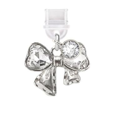 Imagem de ELISE & FONDA Porta de carregamento tipo C TP650, plugue antipoeira, pequeno arco de cristal 3D, pingente de celular para iPhone 15/16/Samsung/OnePlus/Xiaomi/oppo telefones Android (branco), approx