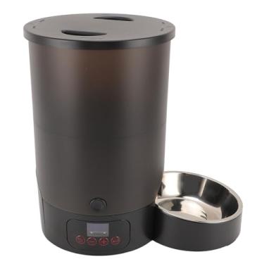 Imagem de 3l de Grande Capacidade Alimentador de Cães Gato Automático Alimentador Animais Estimação Controle Chave Balde Visível para Casa (Tigela única preta)