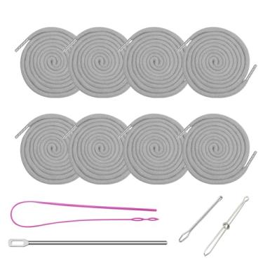Imagem de WeiMeet 8 Peças De Cordões Reposição Alongados 66" Xl Com 4 Enfiadores Fáceis Para Calças Moletom, Shorts, Calças, Jaquetas E Casacos (Cinza)