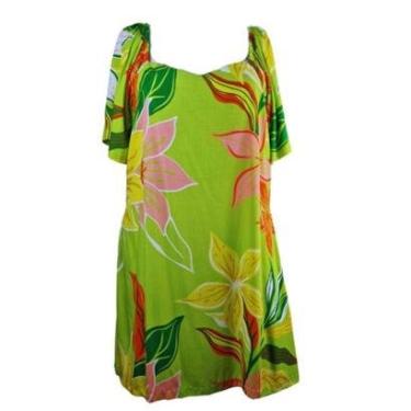 Imagem de Vestido Virtude Curto Verde Estampado Plus Size Viscose 100%-Feminino