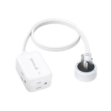 Imagem de TROND Cabo De Extensão De Plugue Plano Giratório 360°, Protetor Contra Surtos, 1,5 Pés, Pequeno Filtro De Linha Com 900 Joules, 3 Tomadas Laterais Aterradas, 13 A, Fio Spt Calibre 16/3 Para Ambiente