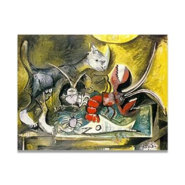 Imagem de Murais de Diego Rivera de gato e lagosta – arte do realismo socialista mexicano, muralista do século 447, coleção clássica do museu de Nova York para decoração de casa 80 x 104 cm