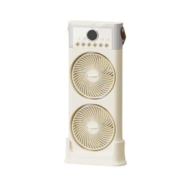 Imagem de Ventilador de névoa com ventilador duplo e umidificador, 6 bicos, ajustável em 360 graus, baixo ruído, USB C, portátil para casa, escritório e ambientes externos(Beige,49cm)