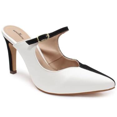 Imagem de Scarpin Mule Modarpe Salto Alto Confortável Moderno S17 (Branco Preto, BR, Adulto, Numérico, 39)