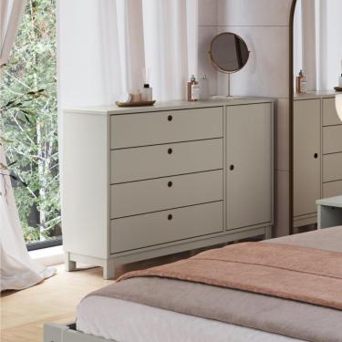 Imagem de Cômoda De Madeira Maciça Com 1 Porta E 4 Gavetas 110cm Multimóveis Cr35279 - Verde Frost