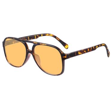 Imagem de YDAOWKN Óculos de sol aviador retrô para mulheres, homens, armação grande, clássico, vintage, anos 70, óculos de sol de aviadores, 1 Pack