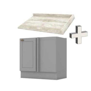 Imagem de Balcão Modulado Canto Reto 1 Porta com Tampo Emily Henn, Cinza